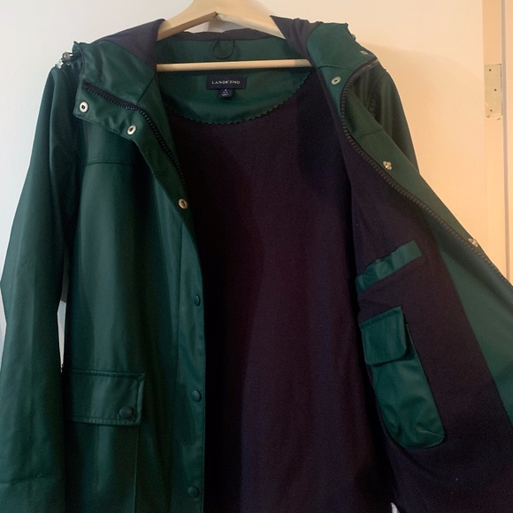 Lands' End Forest Green Rain Coat - Picture 3 of 3